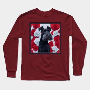 Dogs, giant schnauzer and flowers, dog, style vector (red version giant schnauzer) Long Sleeve T-Shirt